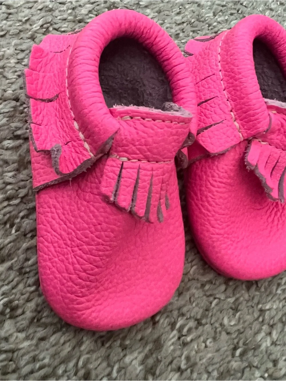 Freshly Picked Hot Pink Fringe Leather Moccasins Size 1